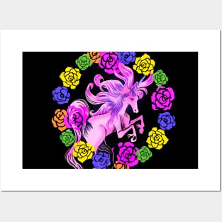 Rainbow Rose Magical Unicorn Posters and Art